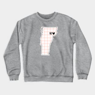 USA States: Vermont (pink plaid) Crewneck Sweatshirt